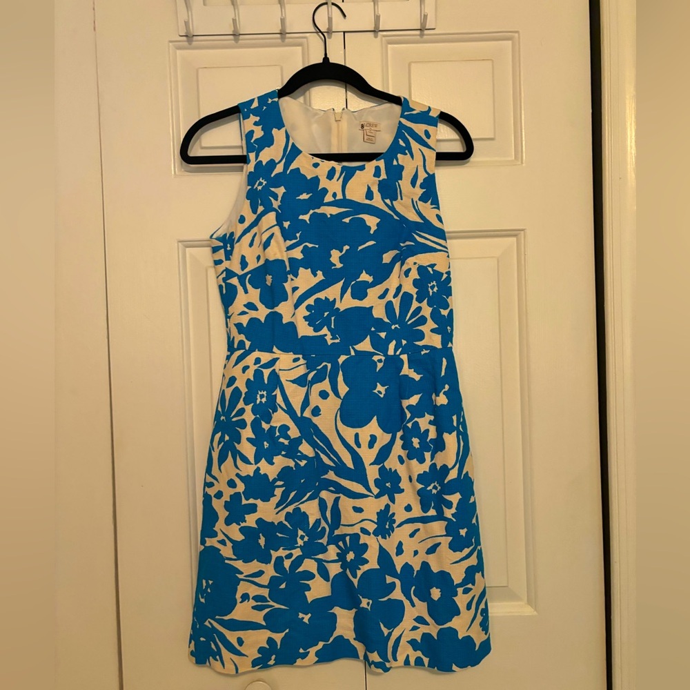 4P JCrew Blue Floral Shift Dress (with pockets!)